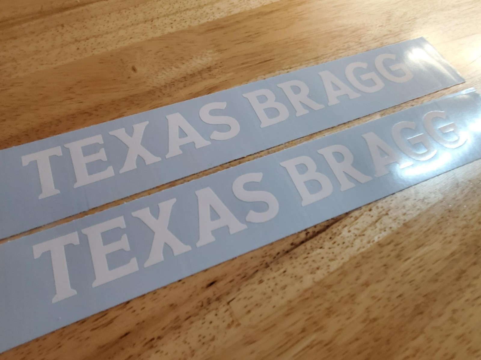 texas bragg trailer DECALS STICKERS GLOSS white 8″ (2) FAST USA