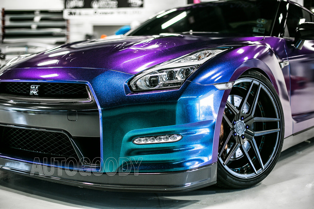 Premium Gloss Metallic Chameleon Purple Teal Vinyl Film Wrap Air Bubble Free