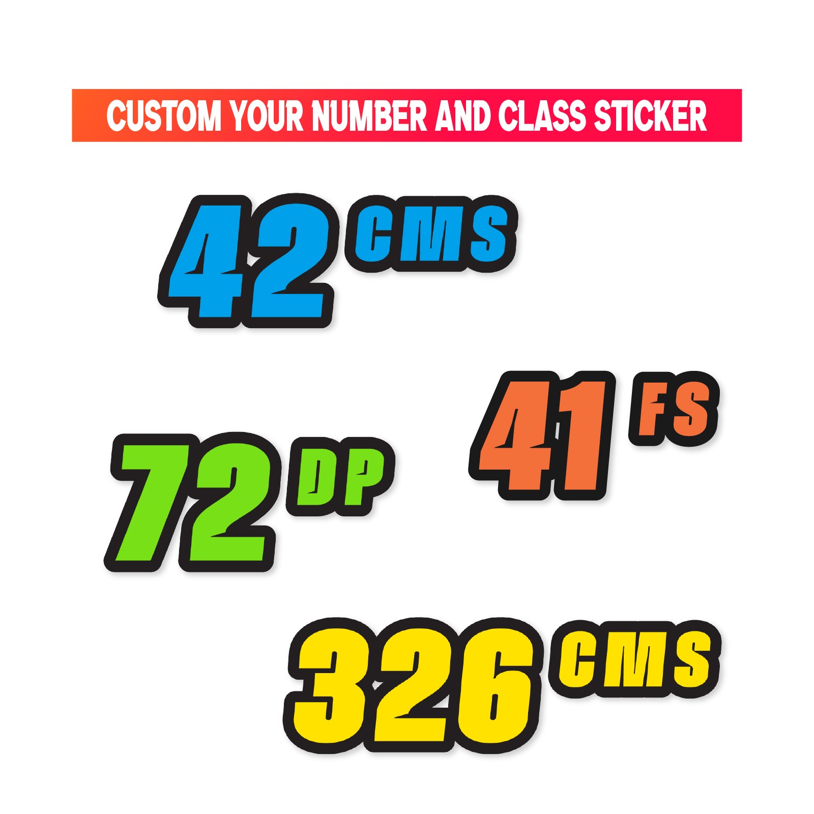 Custom Autocross Number Class Magnet Decal x2 8,10,12-16 inch – Black Outline