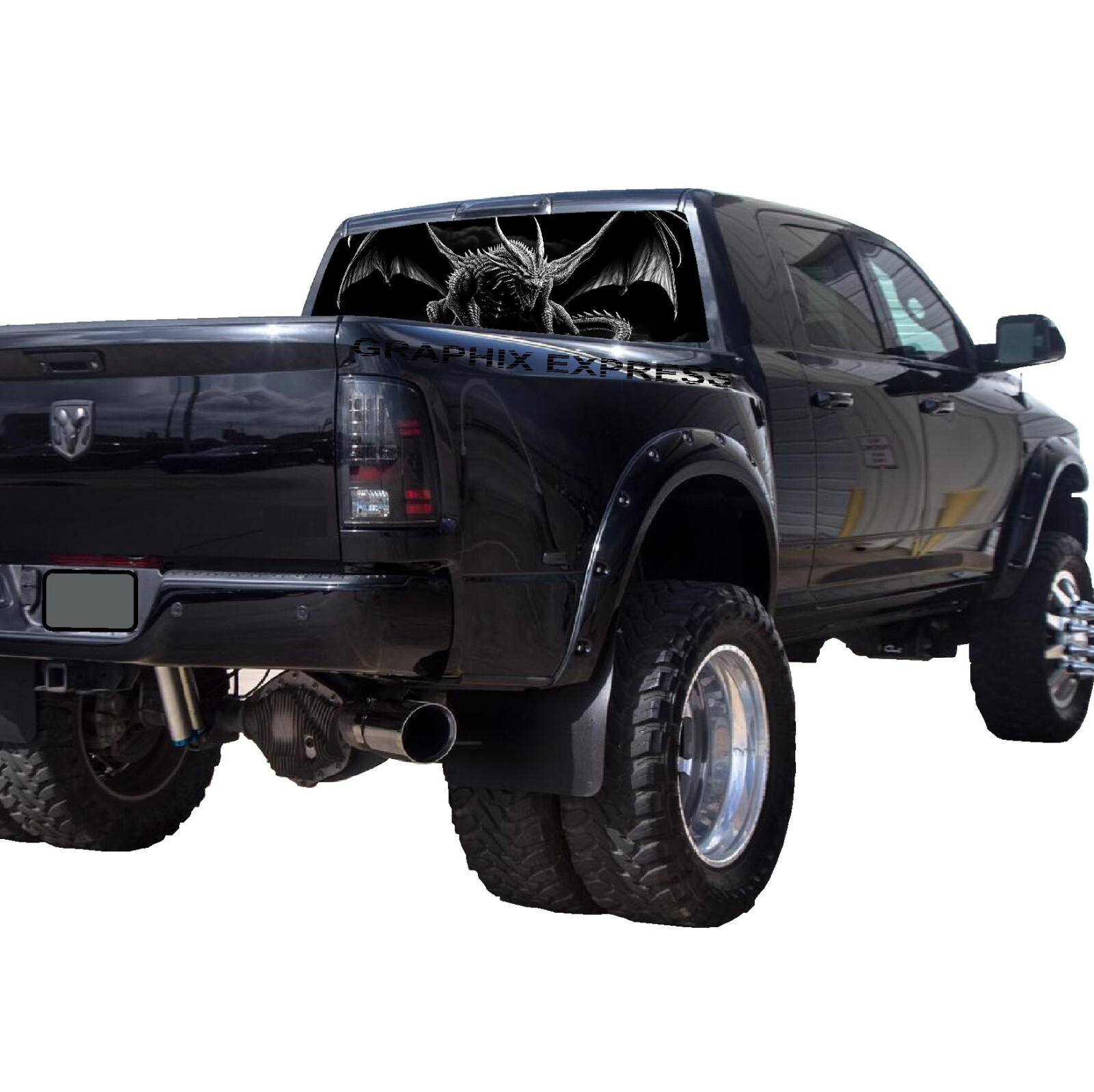 Truck Back Window Graphics Dragon (P584) See Through Rear Decal