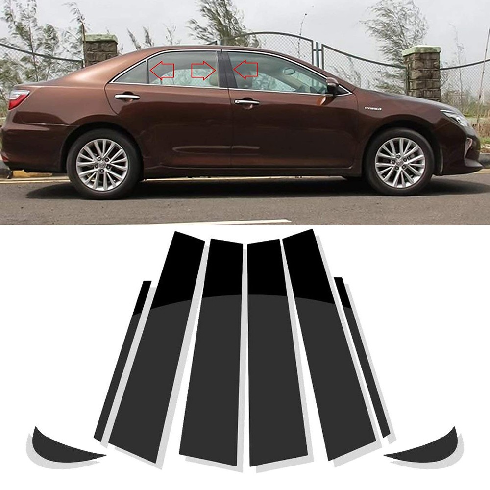 8PCS Glossy Black Door Window Trim For Toyota Camry 2018-2021 Pillar Posts Cover
