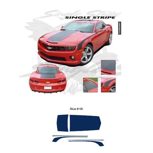 Chevrolet Camaro 2010-2013 Hood Rear Deck Side Stripes Graphic Kit – Blue