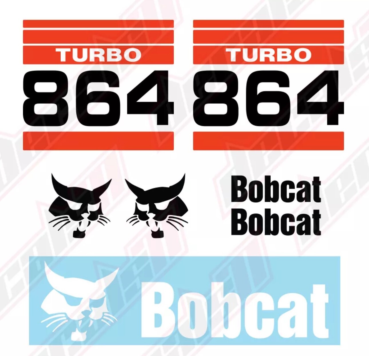 Bobcat 864 Turbo Skid Steer Set Vinyl Decal Sticker .