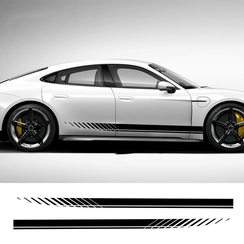 2pc Set Racing Plaid Side Door Fender Skirt Stripes Decal Sticker Sport Race Car
