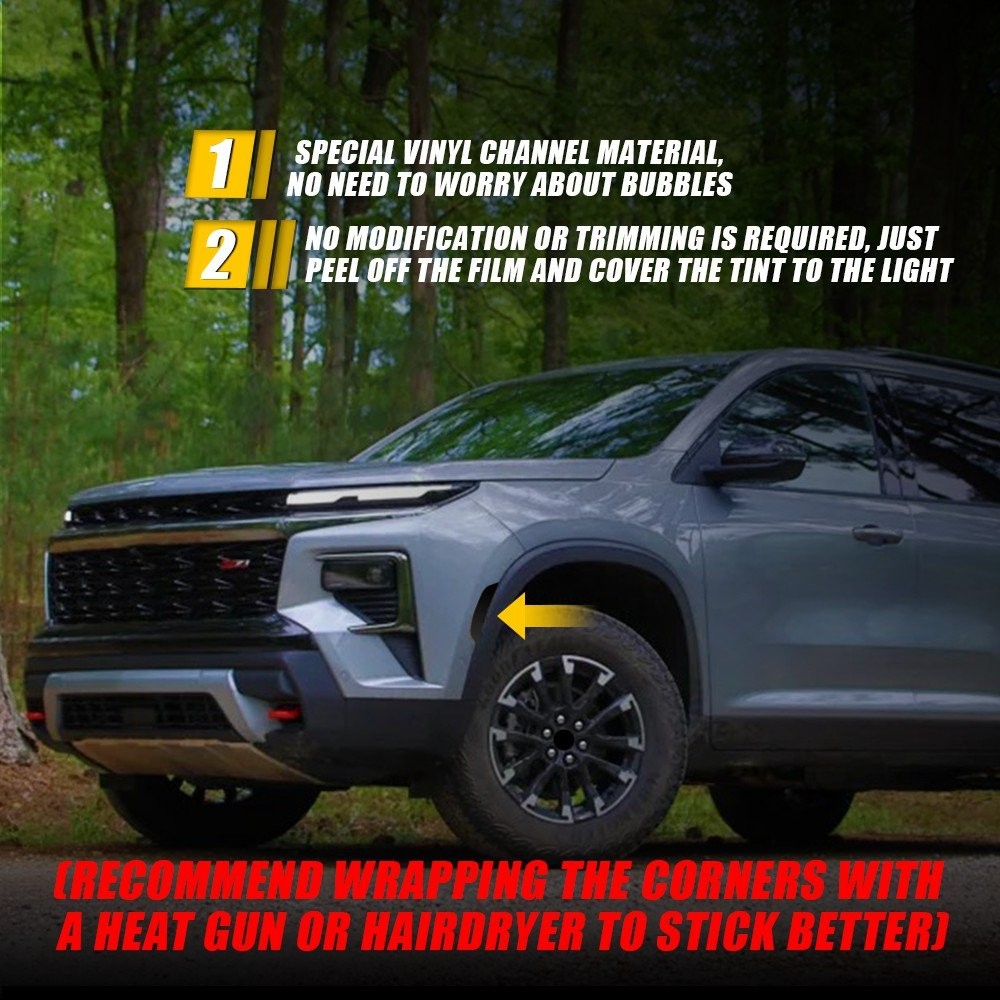 Smoke Blackout Vinyl For 2024-2025 Chevy Traverse Front Rear Side Markers 4-20X