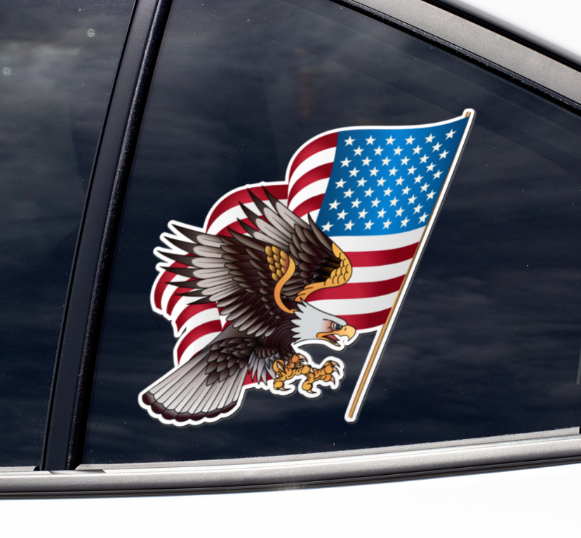 Vinyl Decal American Flag Eagle sticker car window bumper suv