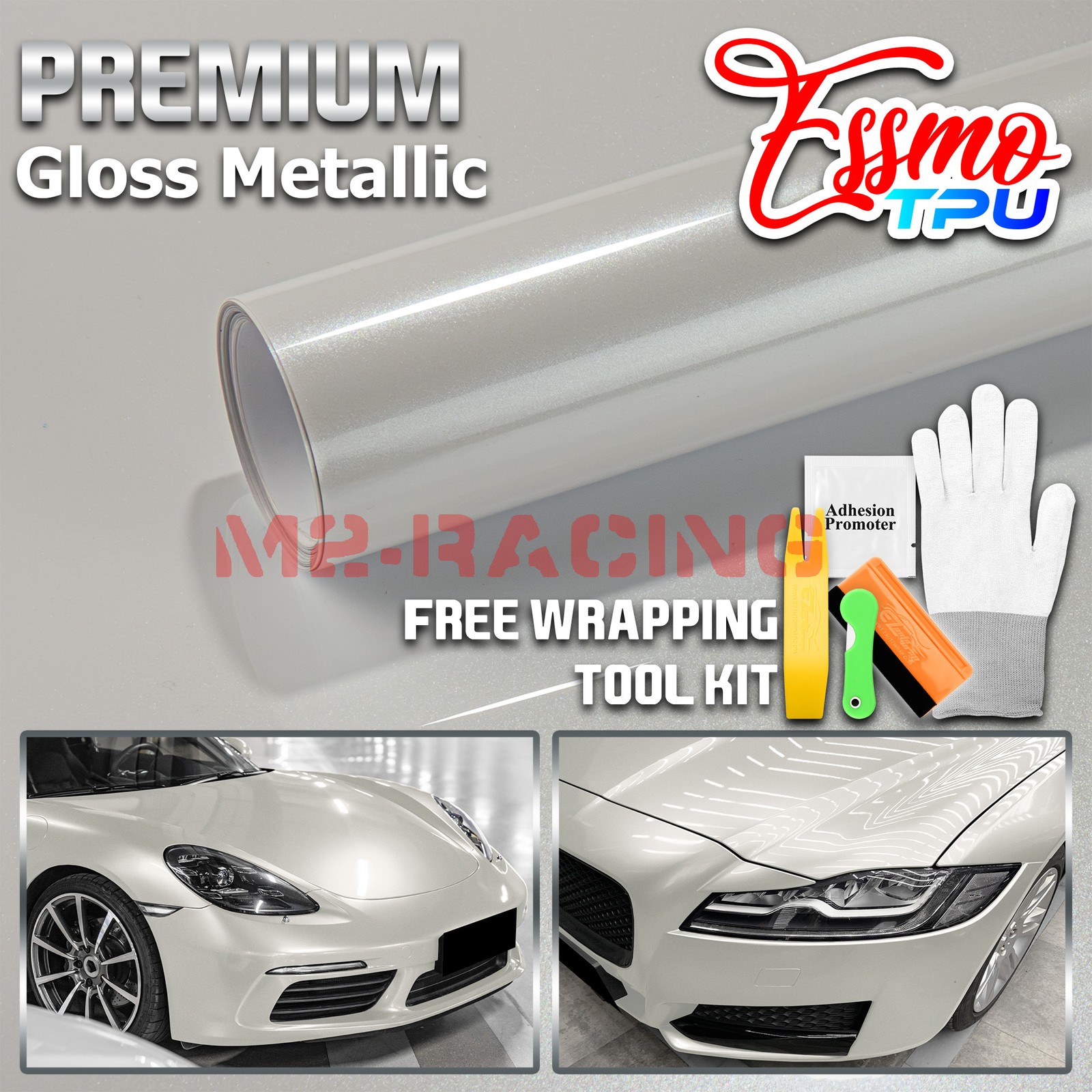 Gloss Metallic Silver Fox Gray PPF TPU Paint Protection Film Dry Wet Vinyl Wrap