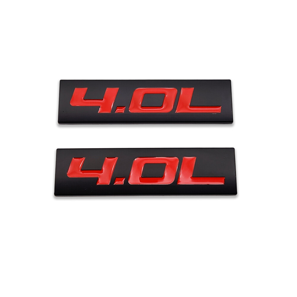 2x Black&Red 1.5-7.3L Emblem Logo Side Badge Metal Sticker V6 Sport Turbo