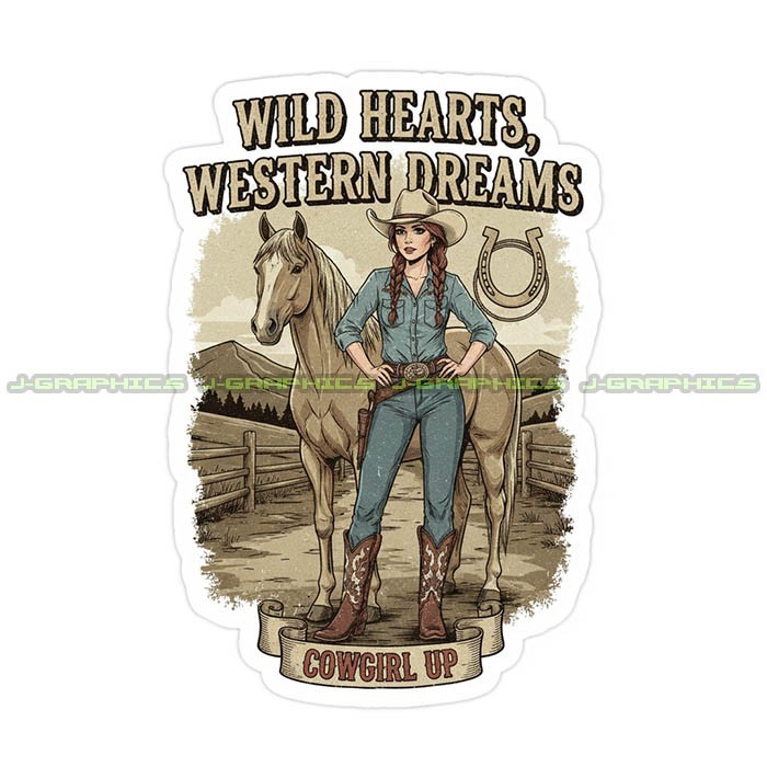 Cowgirl Vinyl Decal Sticker Rodeo Country Horse I