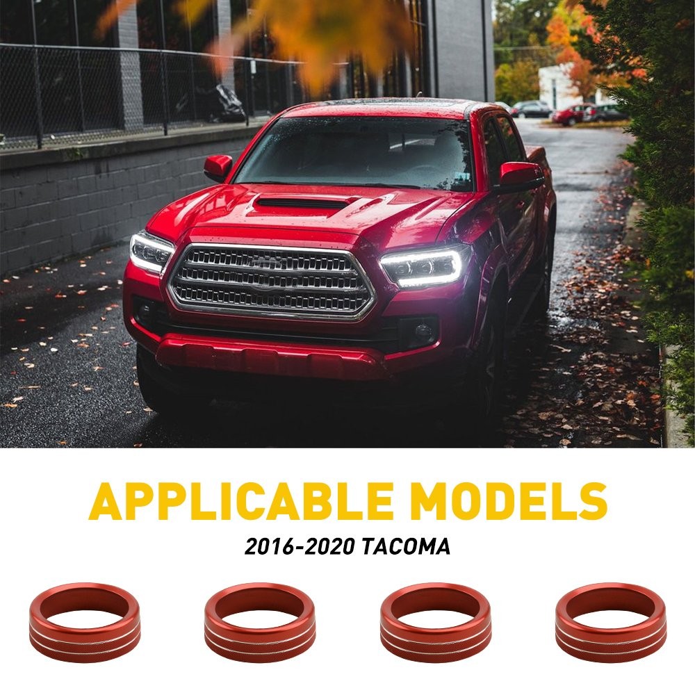 4/8Pcs For Toyota Tacoma Headlight 16-20 Aluminum Ring Knob Switch Cover Trim Re