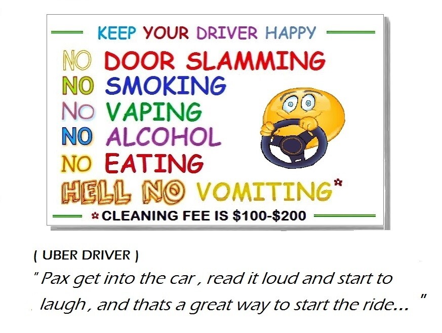 CAR RULES STICKER + GRATUITY STICKER FOR RIDE SHARE