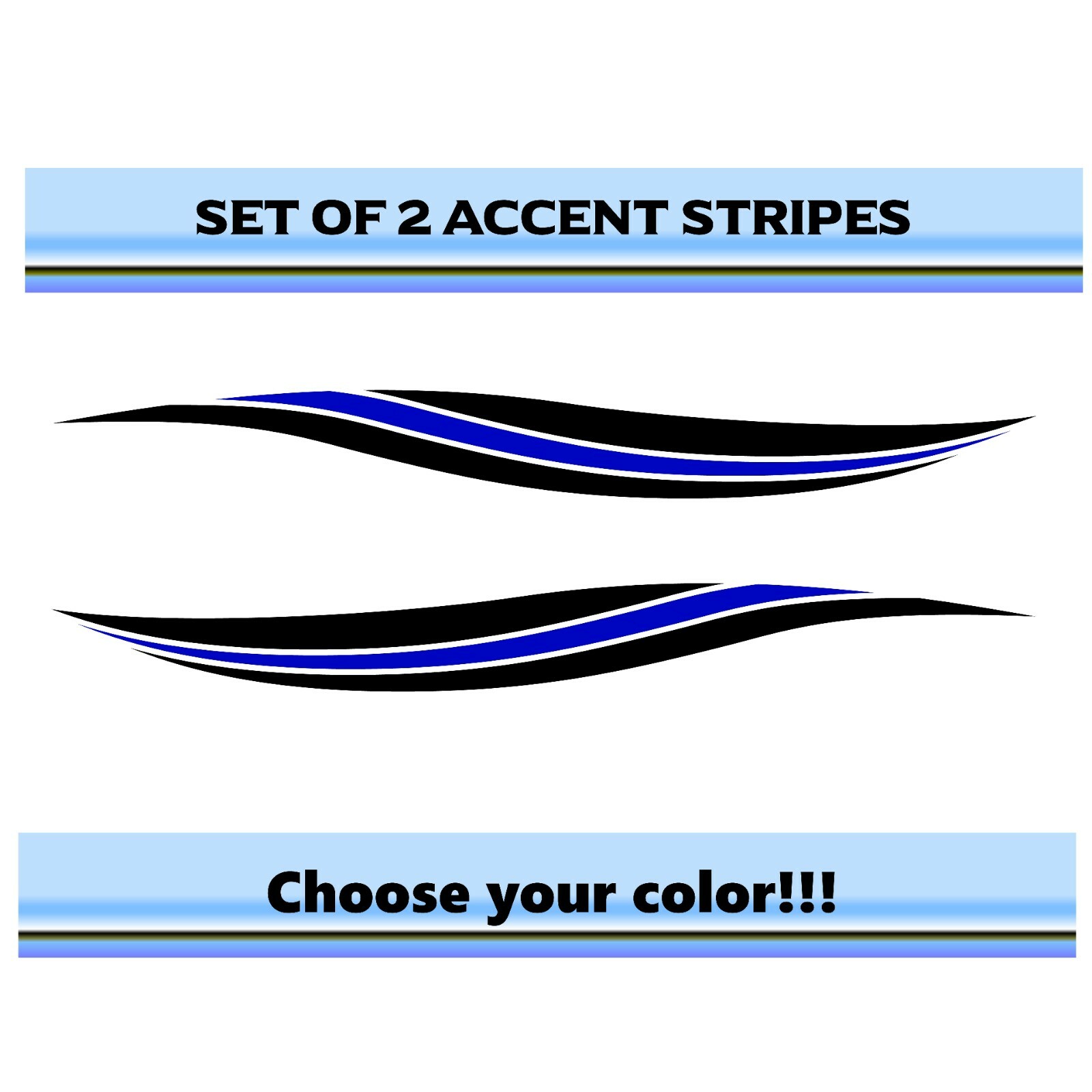(2) RV Car Truck Pontoon Boat Trailer Side Accent Decals Graphics Stripes ST39