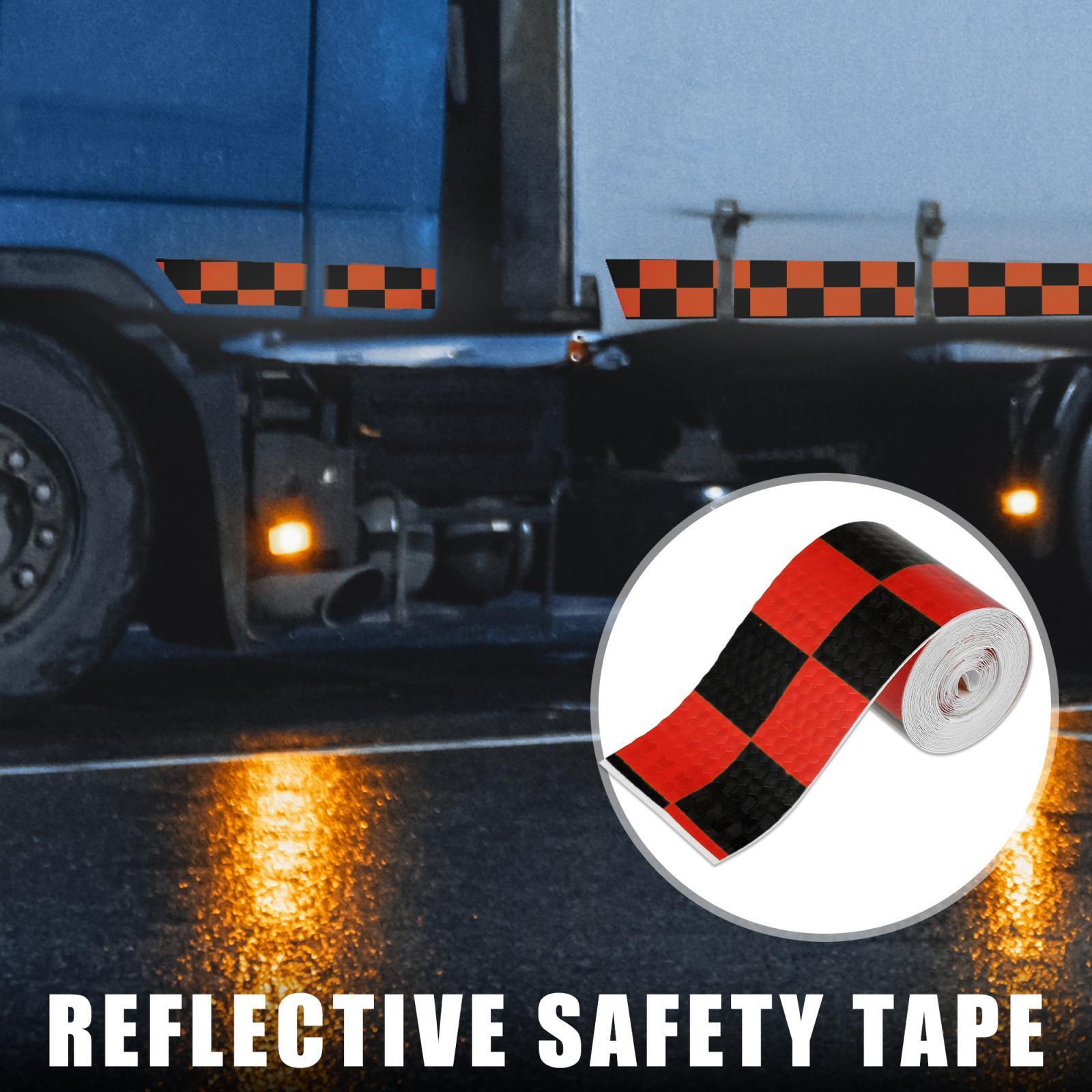 1pcs Reflective Safety Caution Tape Adhesive Marking Signs for Cars Black Red