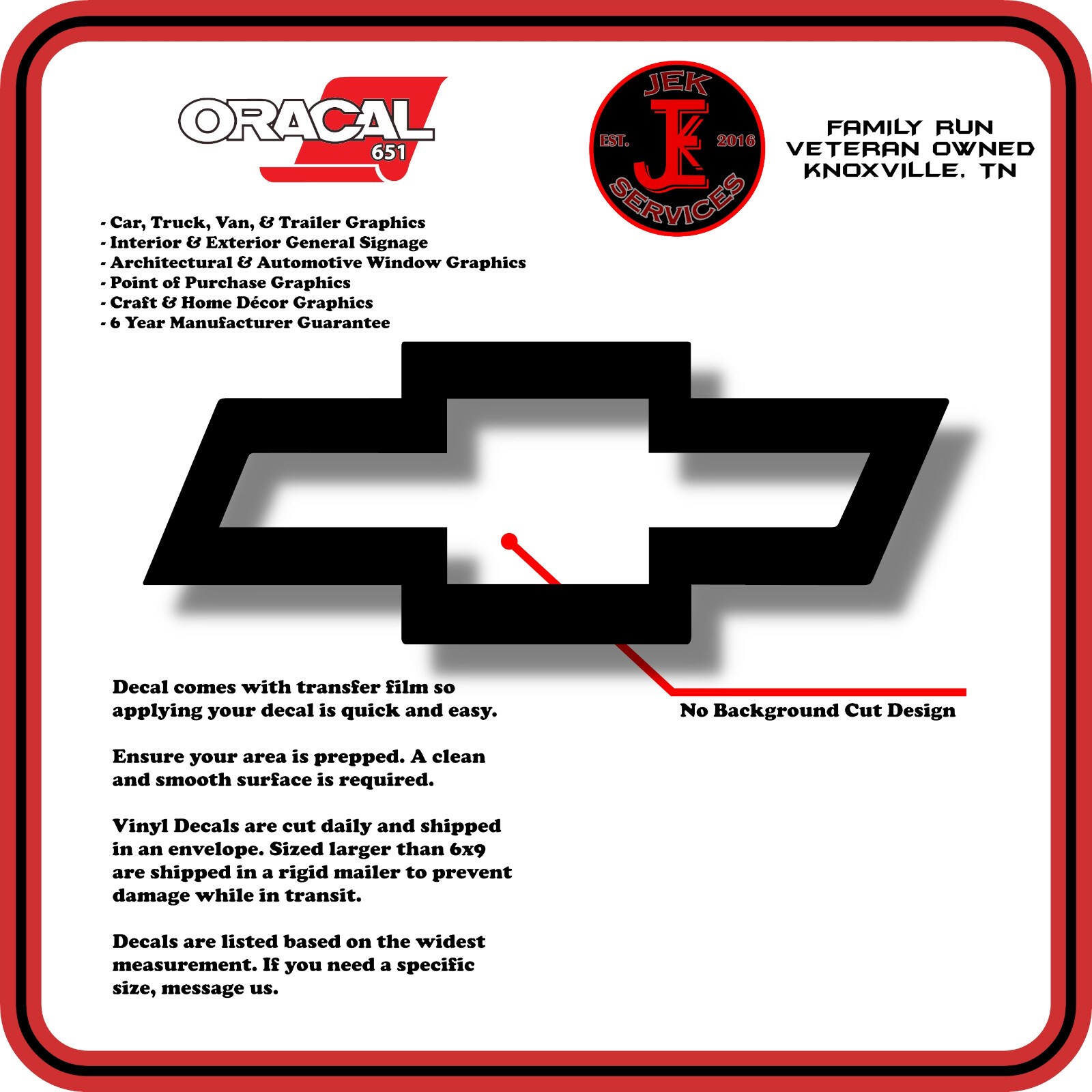 Chevy Bowtie Decal, Fits All Chevrolet Models (Pick Your Size and Color)