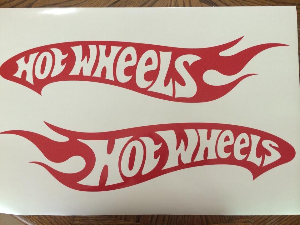 Two Hot Wheels Decal right and left sides 9 inch