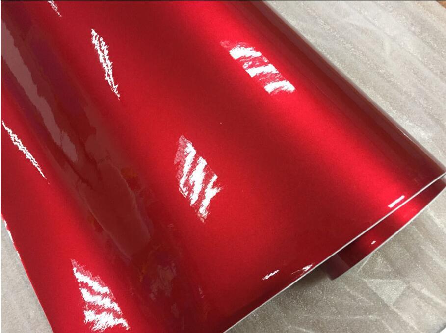 65FT x 5FT Red Car Wrap Metallic Glossy Vinyl Sticker Auto Film Air/Bubble Free
