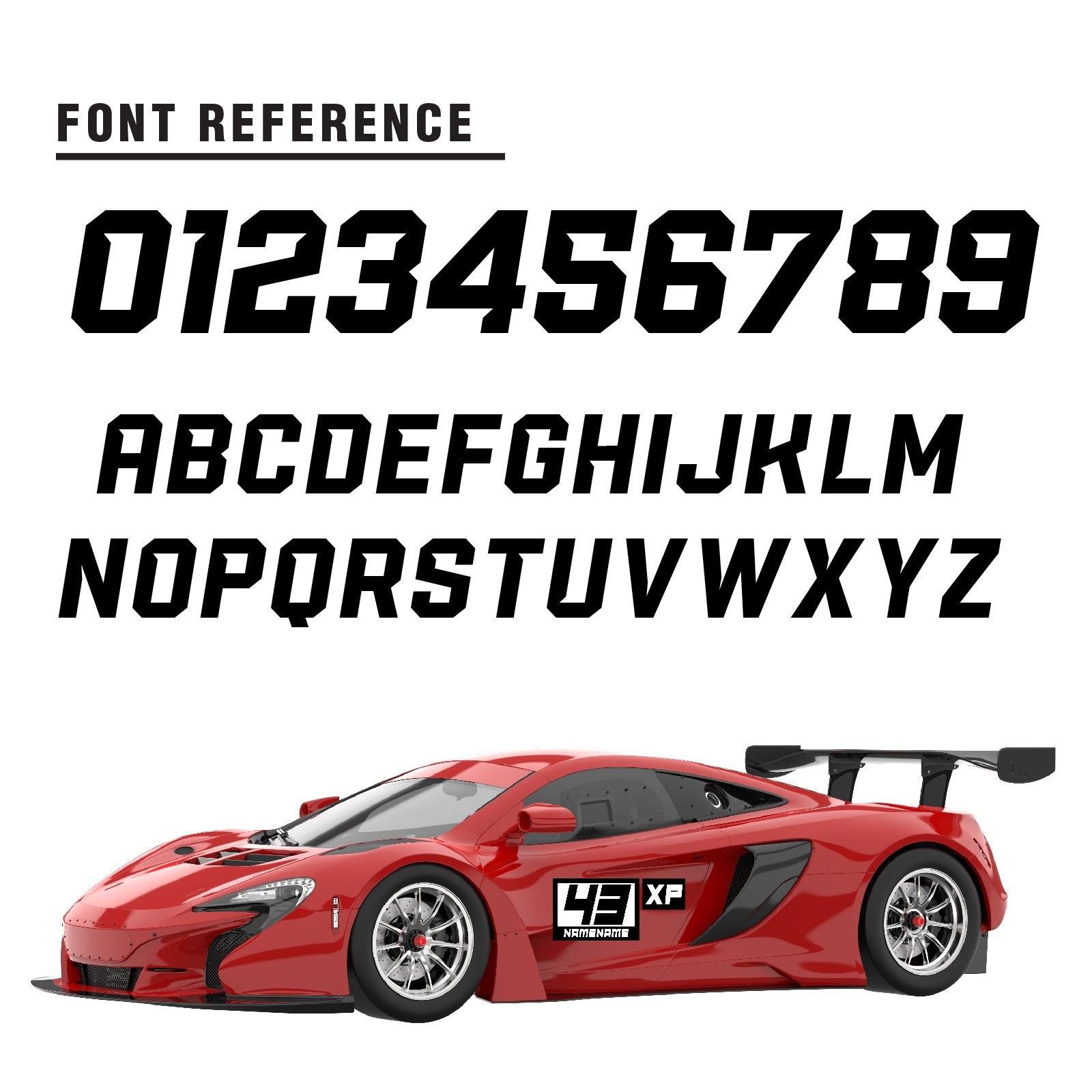 Custom Car Racing Number Class Sticker Matte x2 12″ 14″ 16″ – Style A Plate