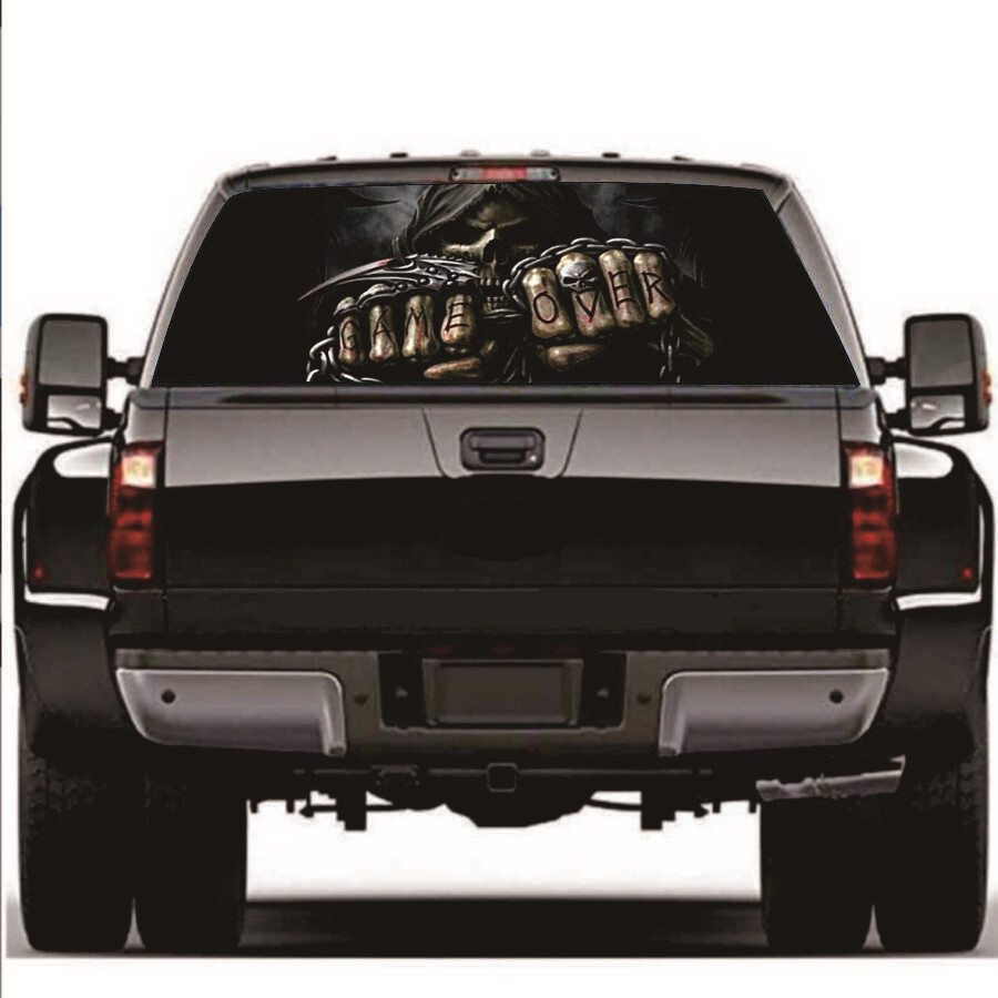 Game Over Grim Reaper assasin Skull Window Decals Sticker For Car Pickup Truck