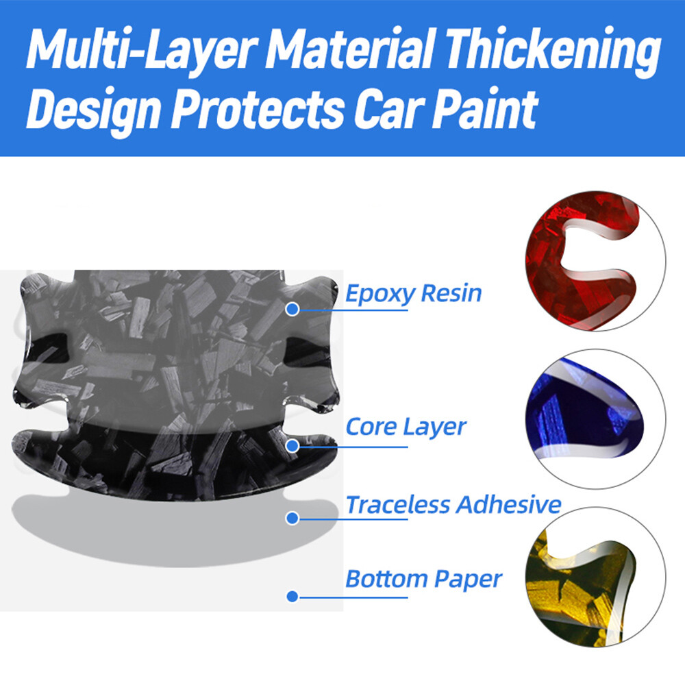 8PCS Car Door Handle Bowl Stickers Protector Covers Anti-Scratch Accessories