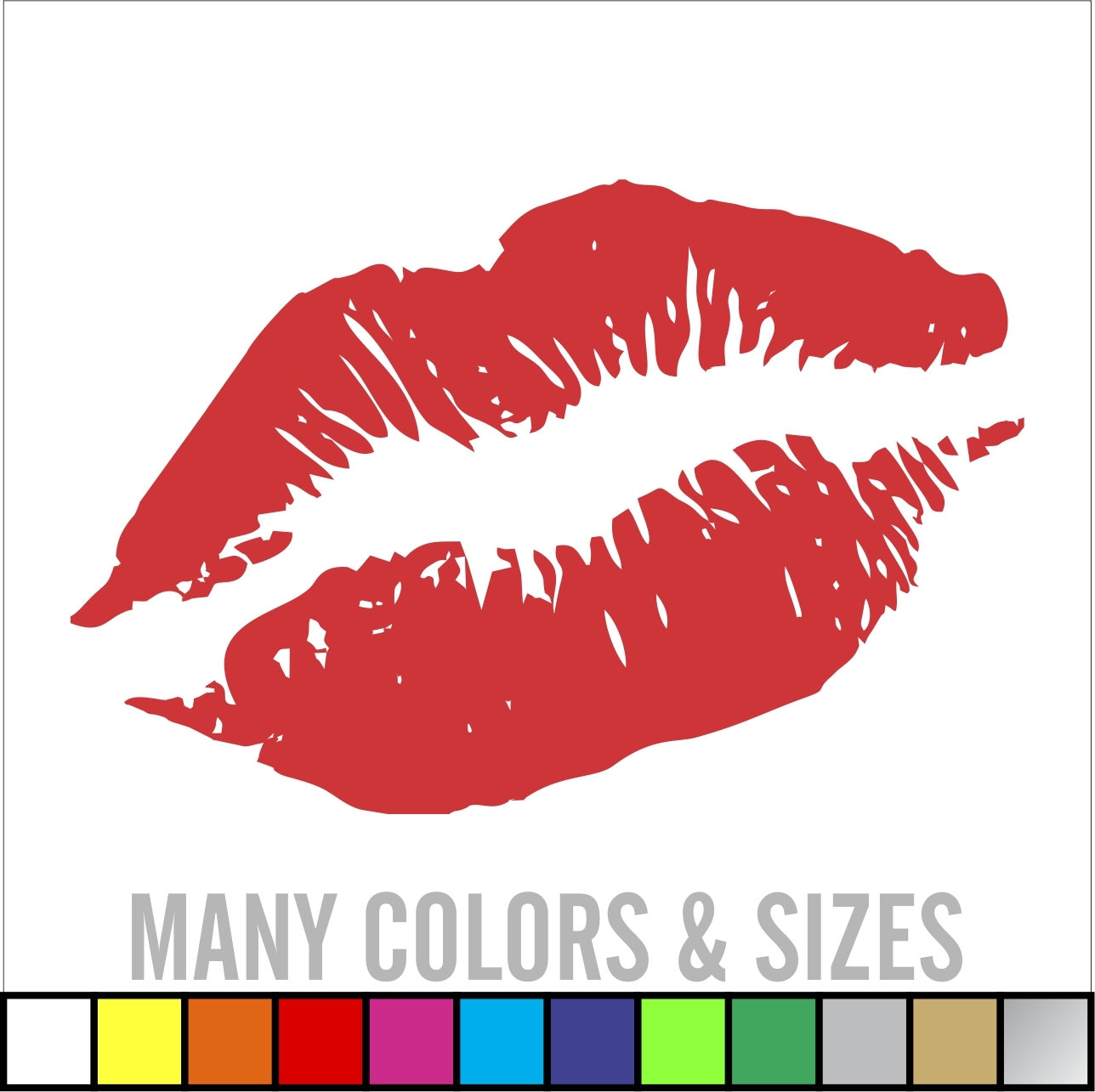 LIPS KISS Decal Sticker, Car, Decal, Laptop, Wall – Choice of Colors & Sizes