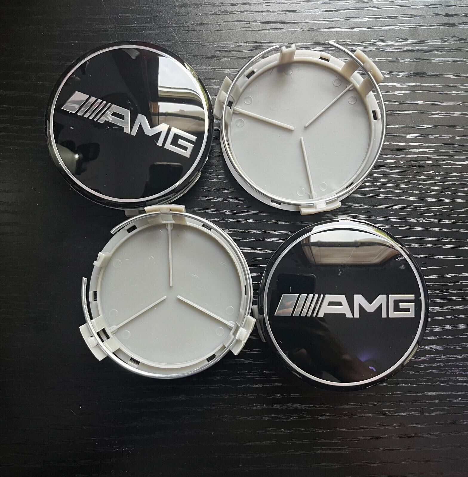 For Mercedes-Benz WHEEL CENTER CAPS AMG 75MM OEM LIMITED EDITION BLACK SET OF 4