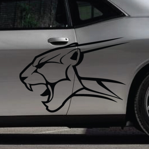 DS/PS Fits Challenger Prowling Cat Car Truck Vehicle Graphic Decal Side Sticker