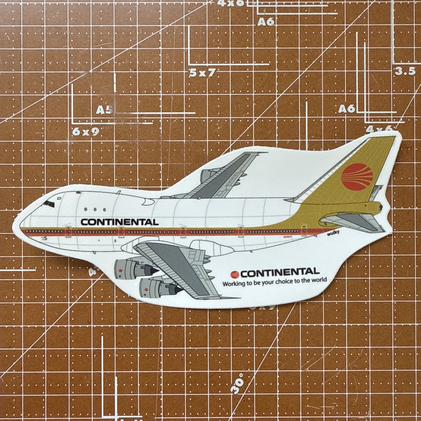 Sticker Continental B747-100 3 Inches X 6 Inches