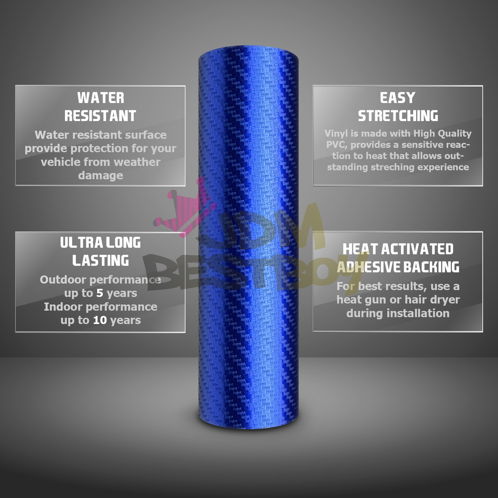 Satin Chrome Carbon Fiber Blue Vinyl Wrap Air Release Decal Sheet Film Sticker