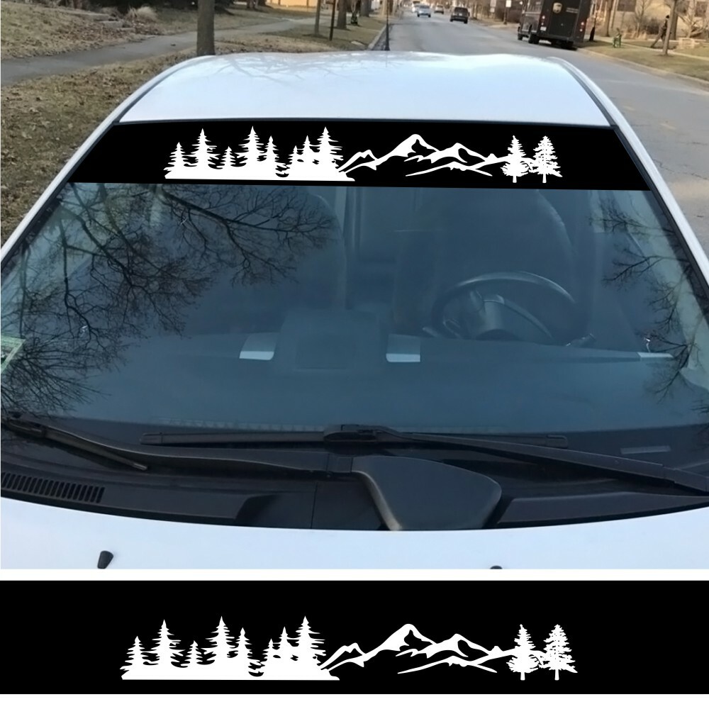 Car Stickers Vinyl Mountain Graphics Front Windshield White Decal Waterproof
