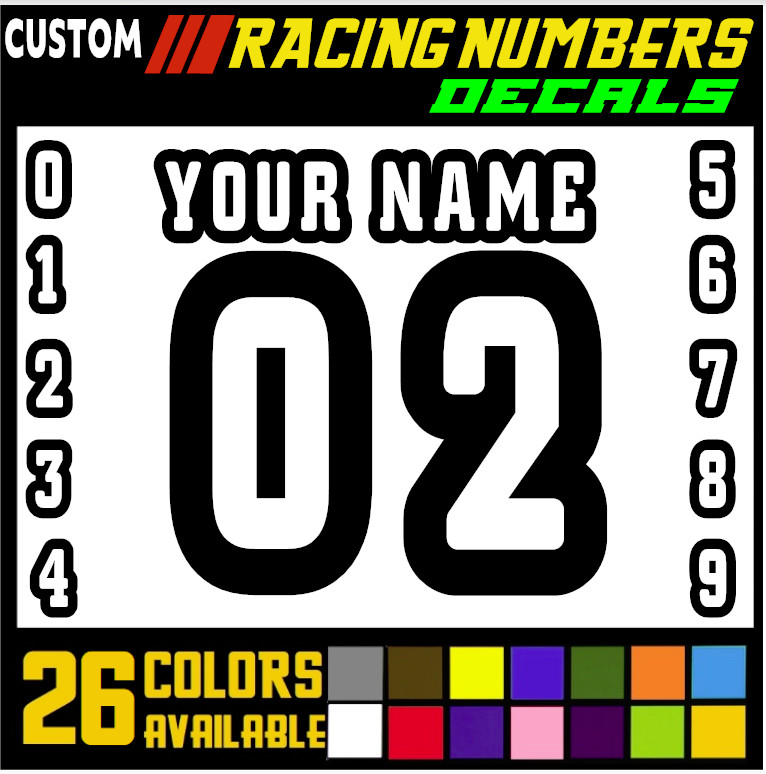 Racing Numbers Name Vinyl Decal Sticker for Dirt Bike Plate BMX Motocross Car[19