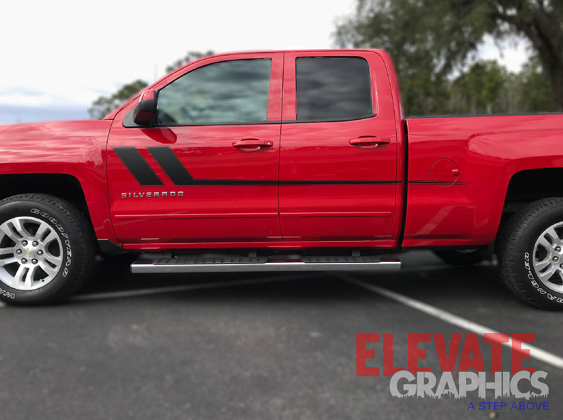 Fits Chevy Silverado Side Race Stripes Vinyl Graphics Decals Stickers 2007-2023