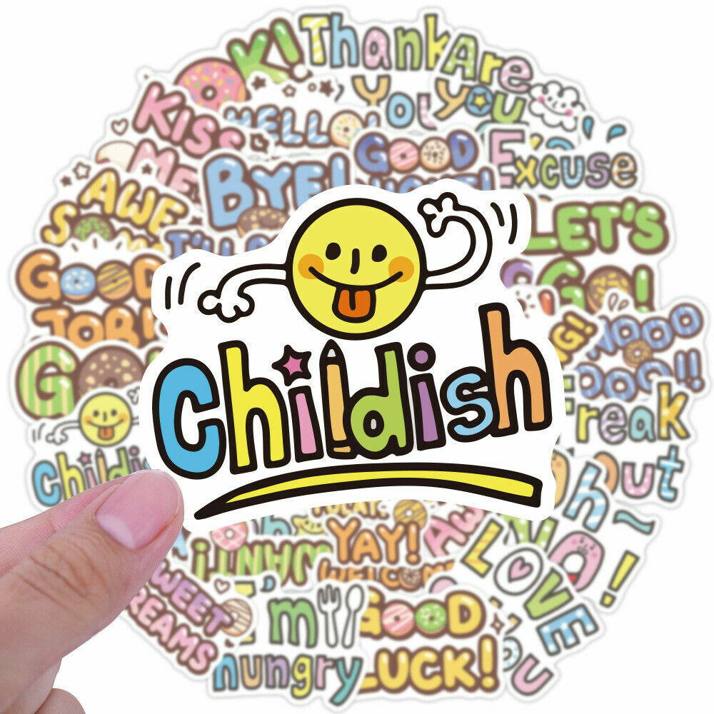 50pcs Tumblr Emoji Letters Expression Party Stickers Skateboard Luggage Laptop