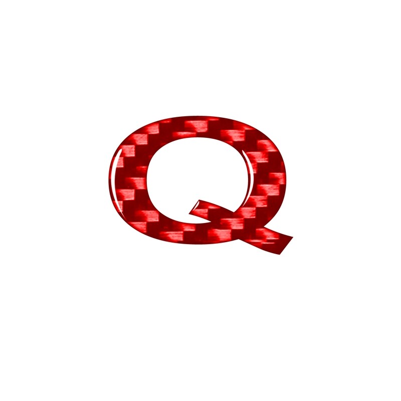 1pcs Red Real Carbon Fiber Car DIY Letter/Number Decals Sticker