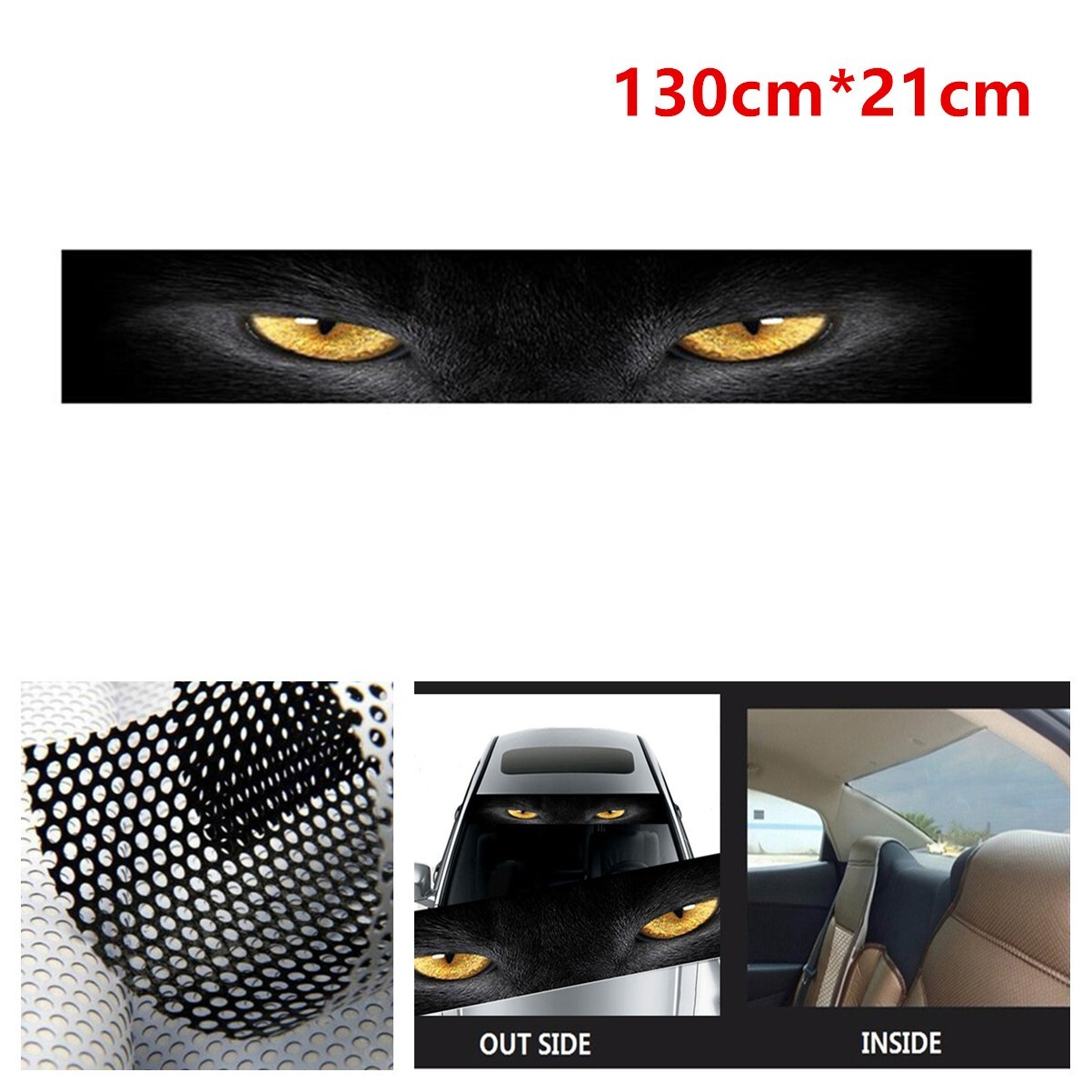 Sticker DIY Decals Car Front Rear Windshield Eye Leopard Decor Sunshade 130x21cm