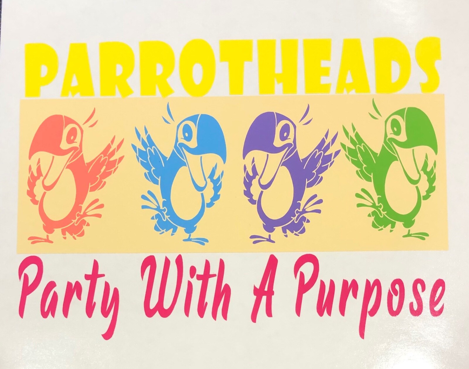 PARROTHEADS Party With a Purpose Jimmy Buffett Tropical decal sticker 5.75 X 4in