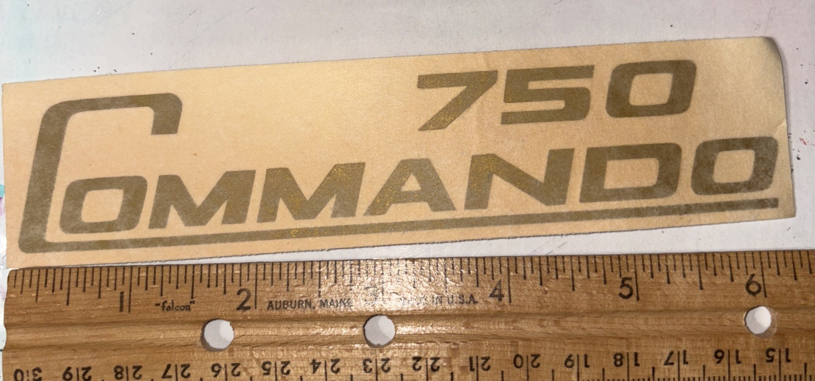 Commando 750 Gold Vinyl Transfer Sticker Decal 6.5”