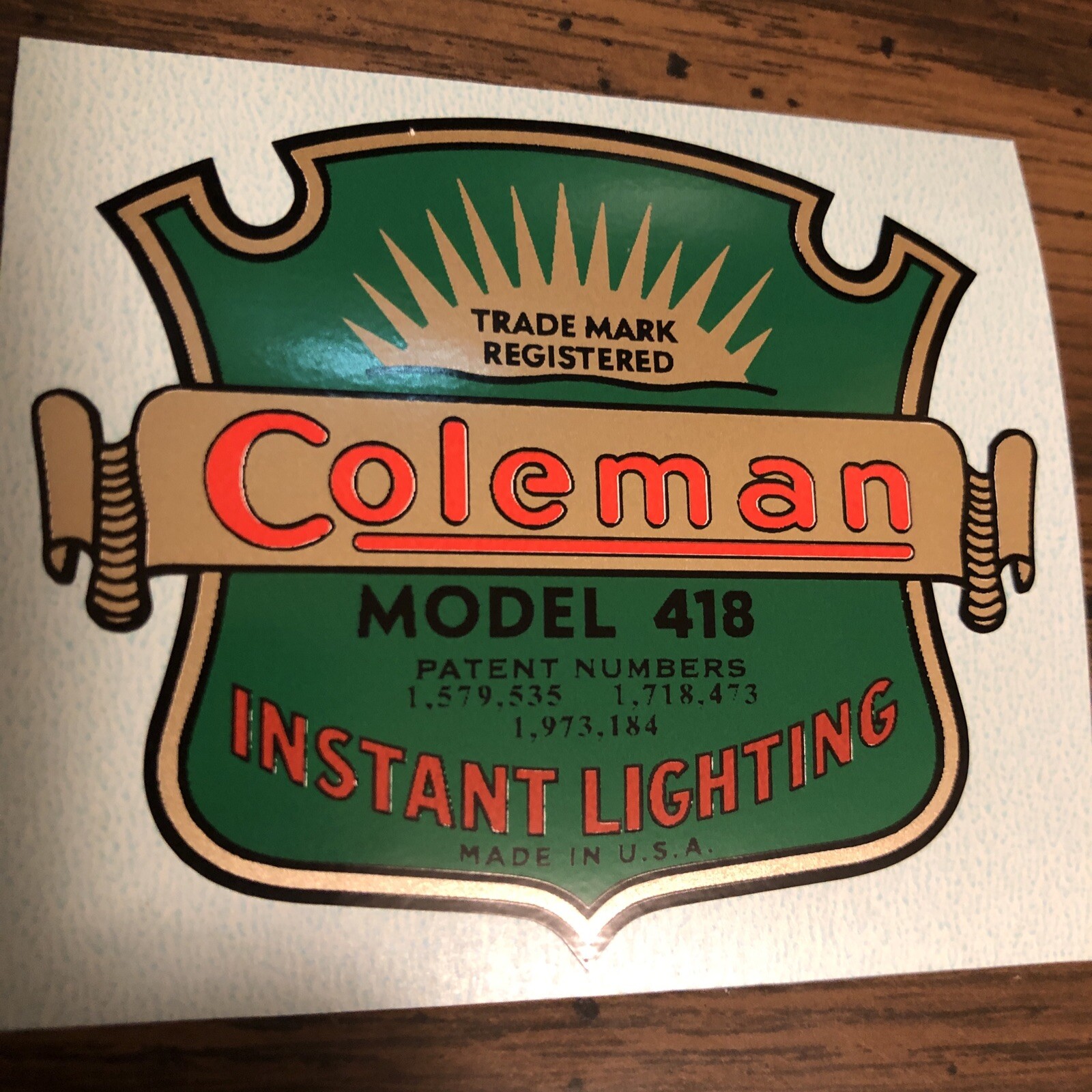 Coleman Instant Lighting Decal For 418 Stove Vinyl Easy To Install