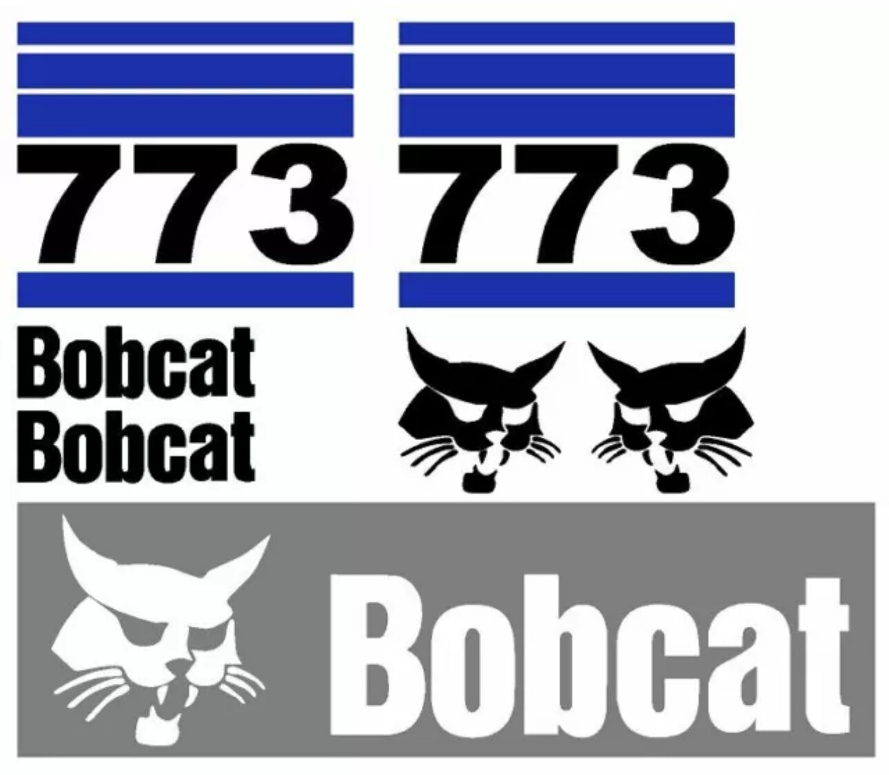 Bobcat 773 (SET OF 7) Skid Steer Replacement Aftermarket Vinyl Decals.