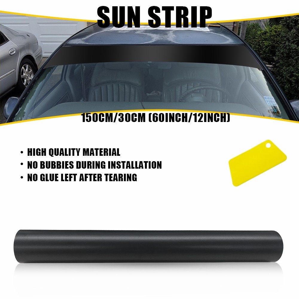 60″x12″ Windshield Sun Vinyl Strip Decal Windshield Film Sticker Matte Black
