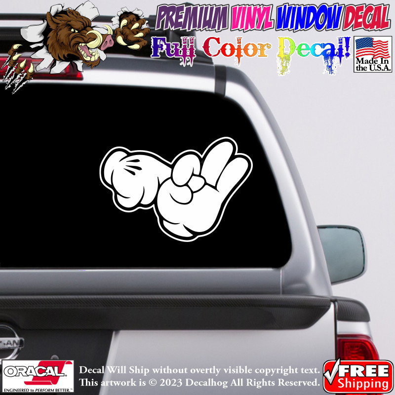 JDM Dirty Mickey Hands Funny Full Color Car Truck Window Vinyl Decal Sticker.