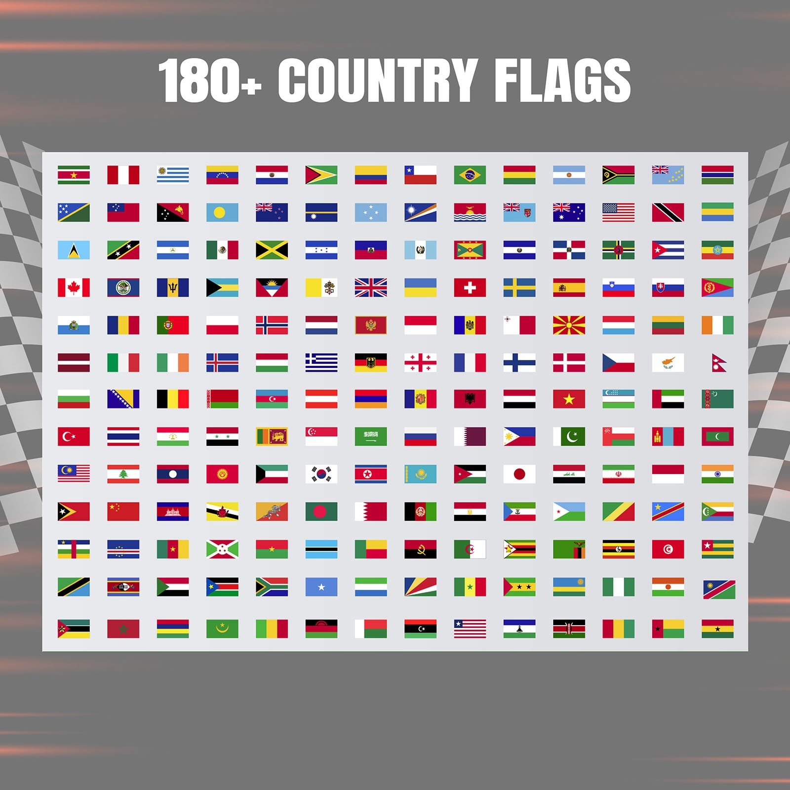 Number Name Flag Stickers 8 inch Height x1 For HPDE SCCA Car Side Doors & Bikes