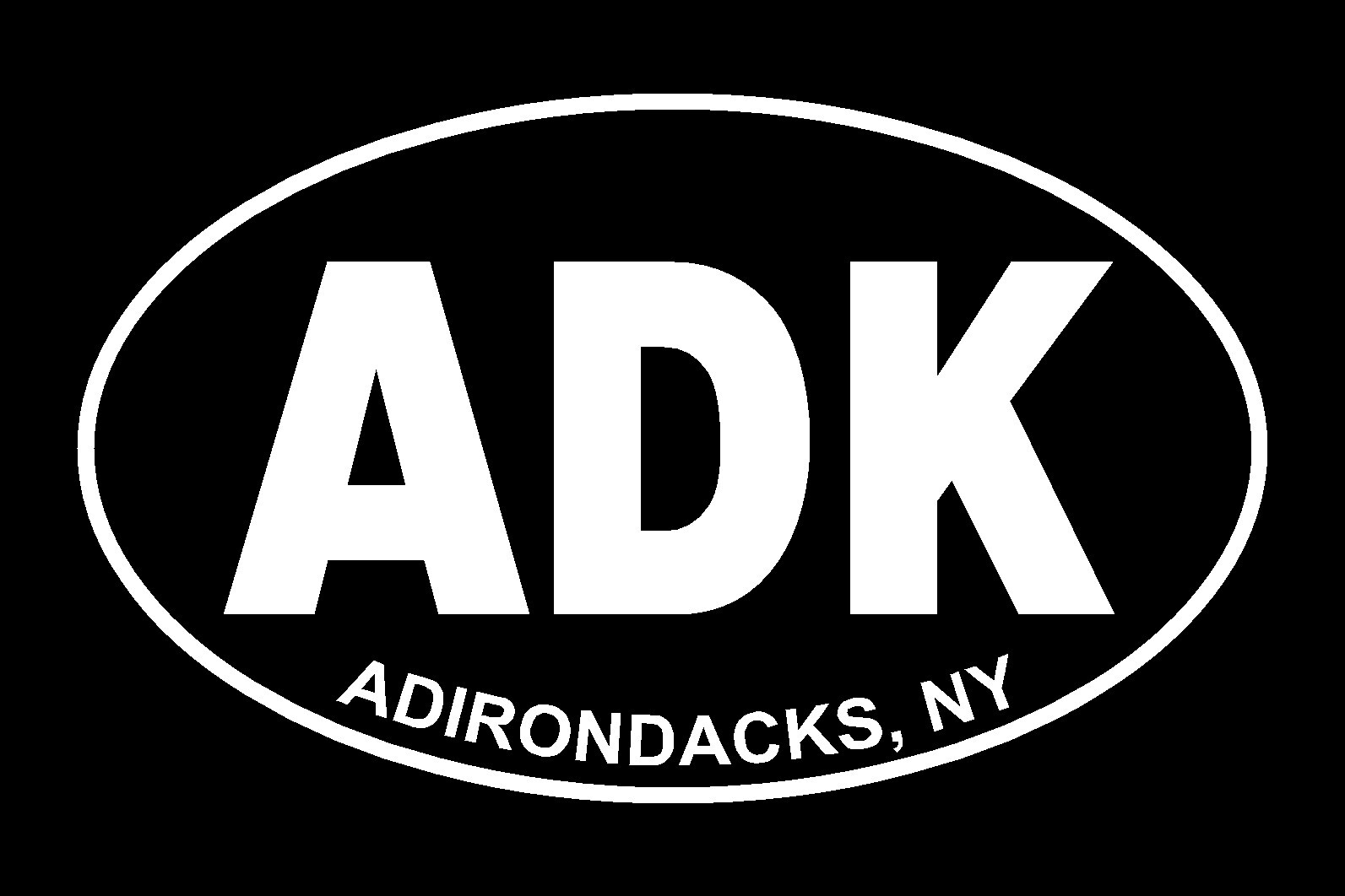 Adirondacks NY White/Clear Oval car window bumper sticker decal 5″ x 3″ ADK