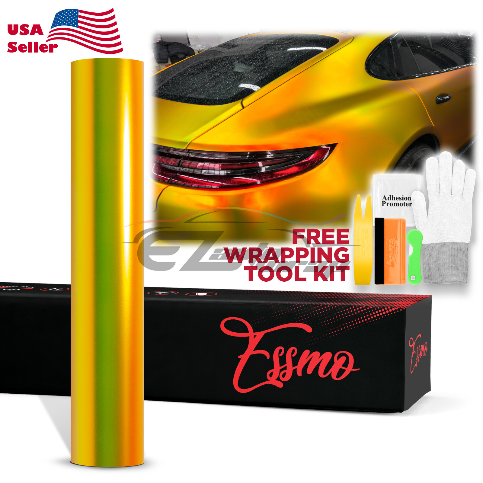 ESSMO PET Neo Chrome Holographic Rainbow Satin Gold Car Vehicle Vinyl Wrap Decal