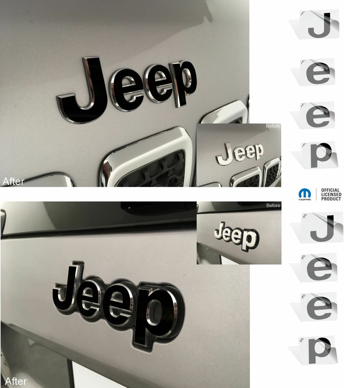 Jeep Front and Rear Emblem Overlay Decals for JEEP CHEROKEE