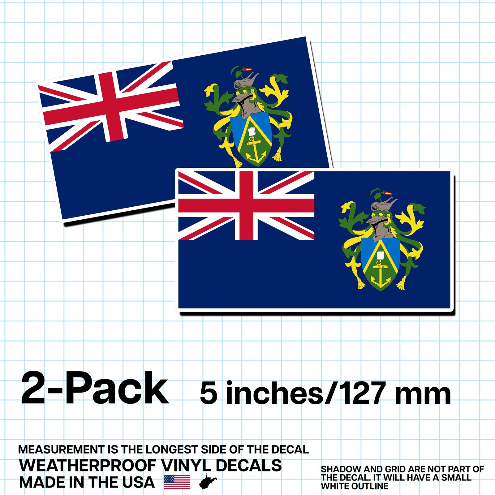 Pitcairn Islands Flag Sticker 5″ 2-Pack – PN Pride Vinyl Decal