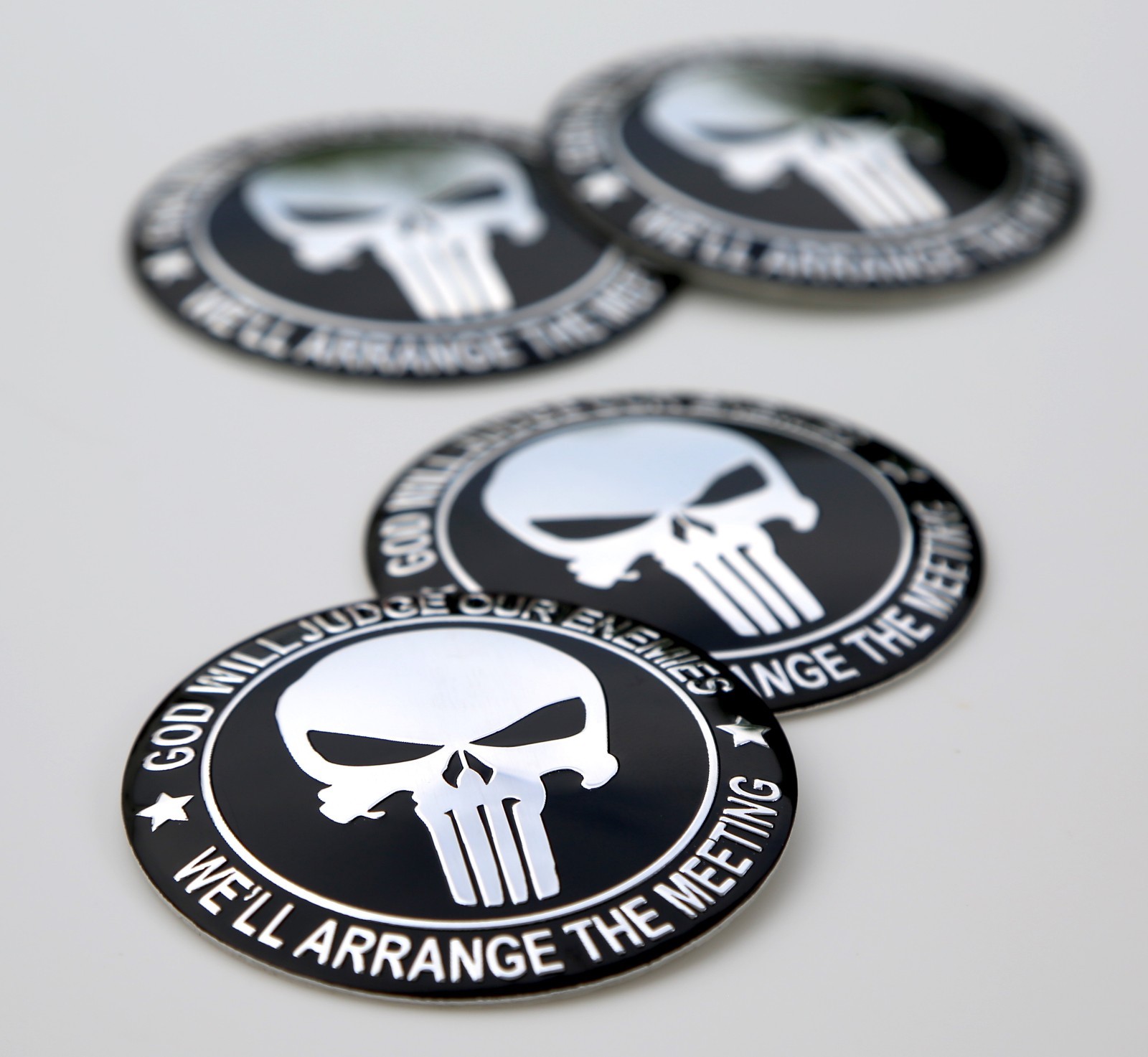 4x DOME SHAPE 3D Metal Molon Labe Sticker 2nd Amendment Decal Emblem NRA 2.2″
