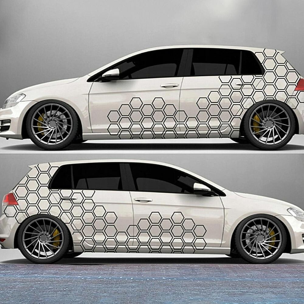 Hexagon Car Graphics Honeycomb Side Stickers Car Styling Adhesive Sport Decals