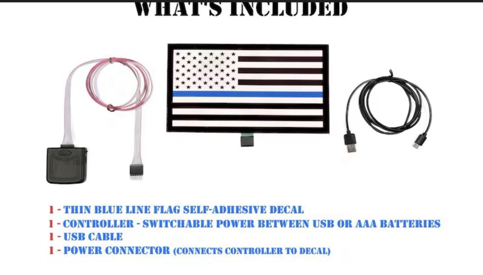Thin Blue Line Light Up Flag Decal Car Truck SUV Window