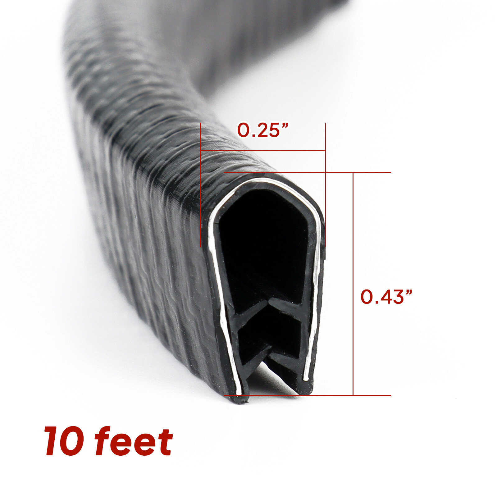 Car Door Edge Guard U Shape Edge Trim Rubber Steel Seal Anti-Collision Protector