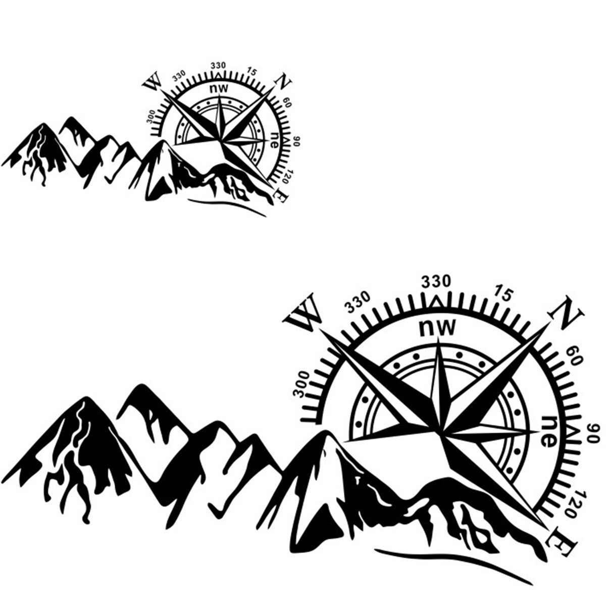 3D Car Sticker Compass Navigation Mountain Graphics Vinyl Decal Fit Off Road 4X4